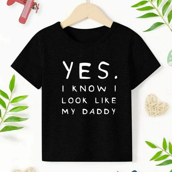 TOOYOU Boys Summer T-Shirt Kids Toddler Baby Spring Letter Print Short Sleeve Tshirt Clothes Size 3-4 Years Black