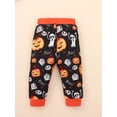 thumbnail image 5 of Toddlers Kids Halloween Outfits Set Long Sleeve Hooded Sweatshirt + Casual Pumpkin Pants 2 Piece Clothing Sets, 5 of 9
