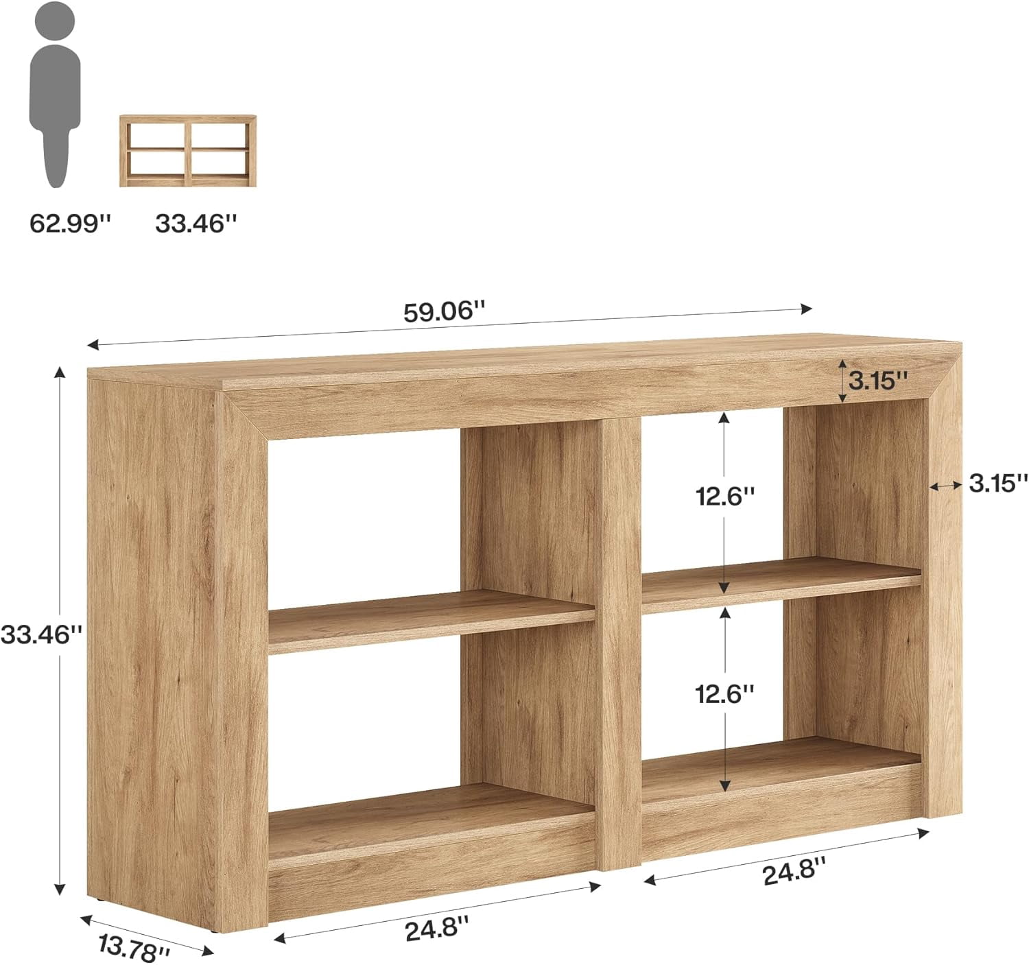 Tribesigns 59-Inch Farmhouse Console Table, 3-Tier Entryway Table with Storage