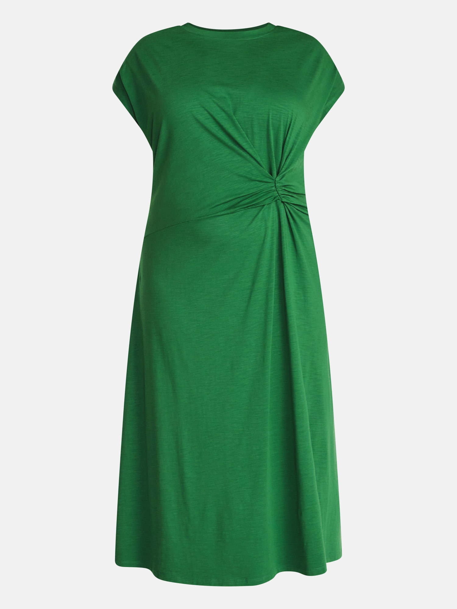 Terra & Sky Women's Plus Ruched Front Maxi Dress with Short Sleeves, Sizes 0X-5X