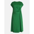 thumbnail image 4 of Terra & Sky Women's Plus Ruched Front Maxi Dress with Short Sleeves, Sizes 0X-5X, 4 of 4