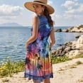 thumbnail image 4 of KUIFORTI Galaxy Matching Couples Outfits Fashionable Beach Vacation Clothes for Women Loose Cut 4-Way Stretch Fit for Honeymoon Trip Soft and Comfortable Palm Tree, 4 of 7