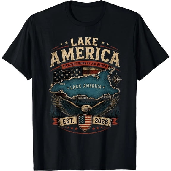 Lake America Ontario Canada USA Retro Patriotic T-Shirt