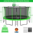 thumbnail image 2 of Jump Into Fun Trampoline 16FT with Basketball Hoop and Lights Sprinkler Socks Enclosure, 1500LBS Weight Capacity Backyard Outdoor Trampoline for Adults and Kids, Trampoline for Gift, Family Use, 2 of 7