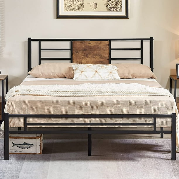 MANXING Queen Platform Bed Frame with Headboard, HeavyDuty Mattress Foundation with Steel Slats