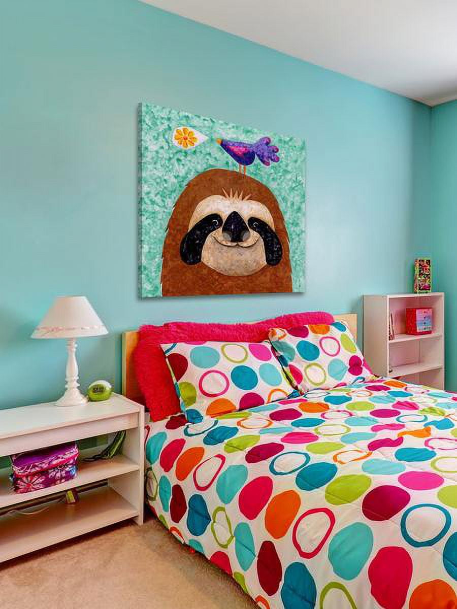 "Sloth Happy" Painting Print on Wrapped Canvas