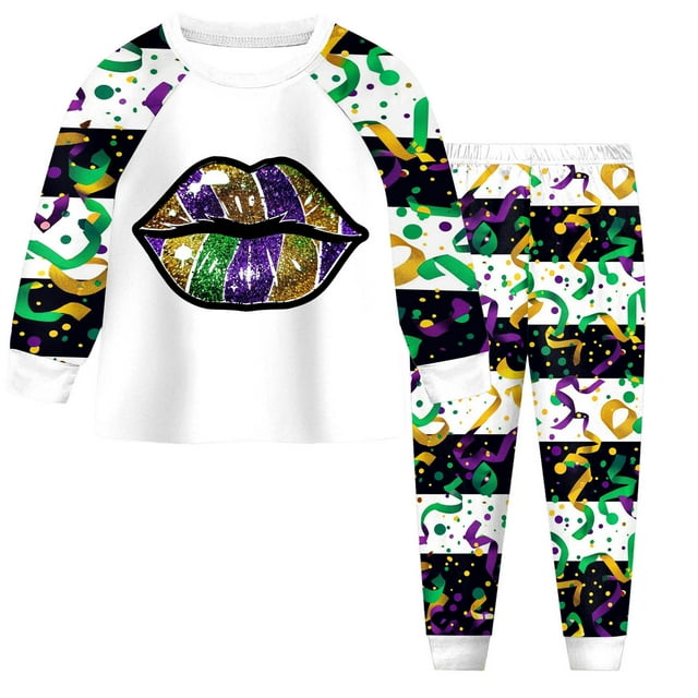 2 Piece Pyjamas Set For Boys And Girls T Shirt And Pants Outfit For Kids Carnival Party
