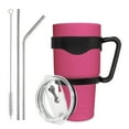 thumbnail image 4 of Frosted Frog 30oz Pink Tumbler Vacuum Insulated Tumbler with Stainless Steel Straw, 4 of 4