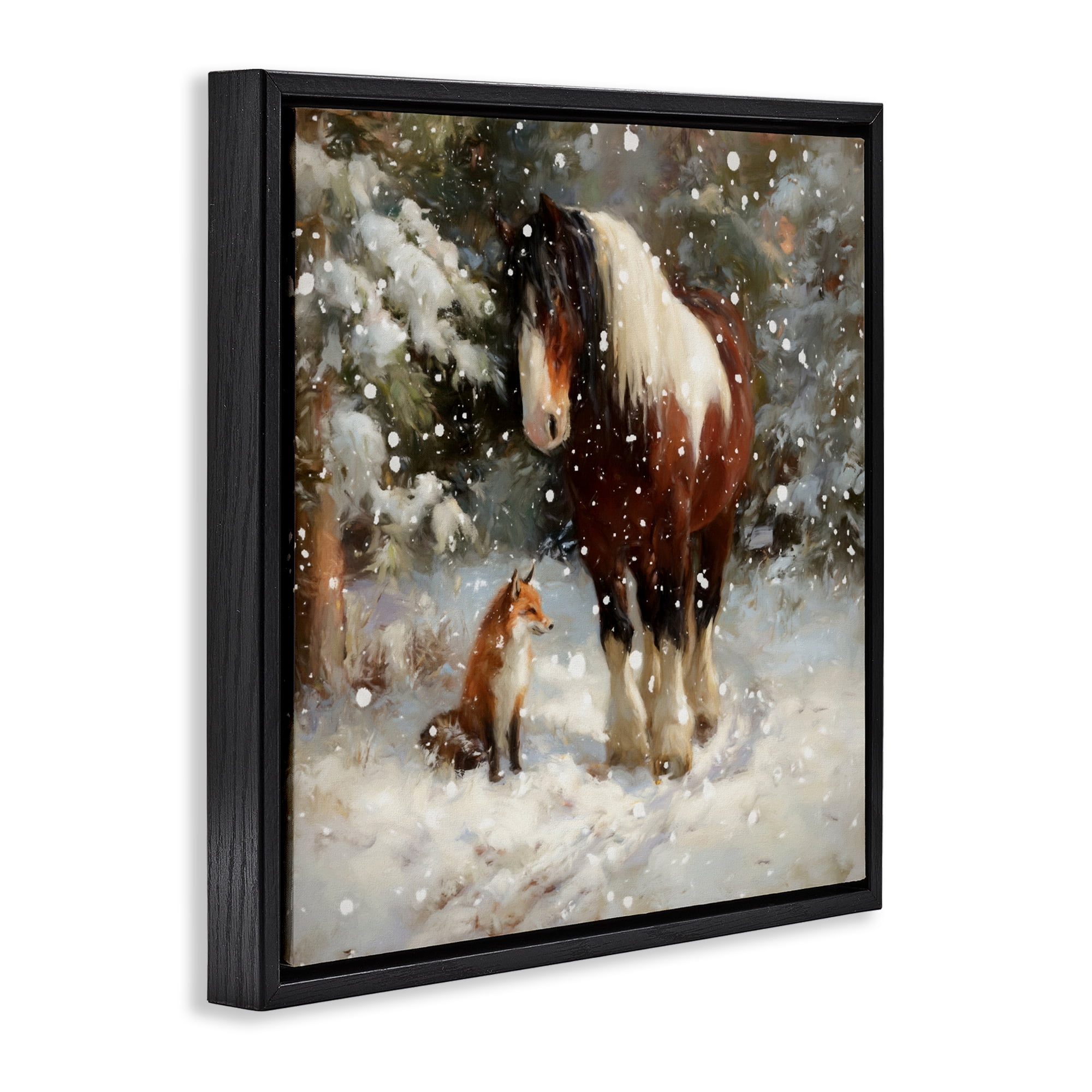 Stupell Industries The Horse & The Fox Black Framed Floater Canvas Wall Art, design by Tina LeCour
