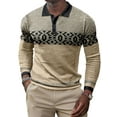 thumbnail image 1 of MAWCLOS Long Sleeve Polo Shirt for Men Casual Print Button Up Henley Shirts Tops, 1 of 2