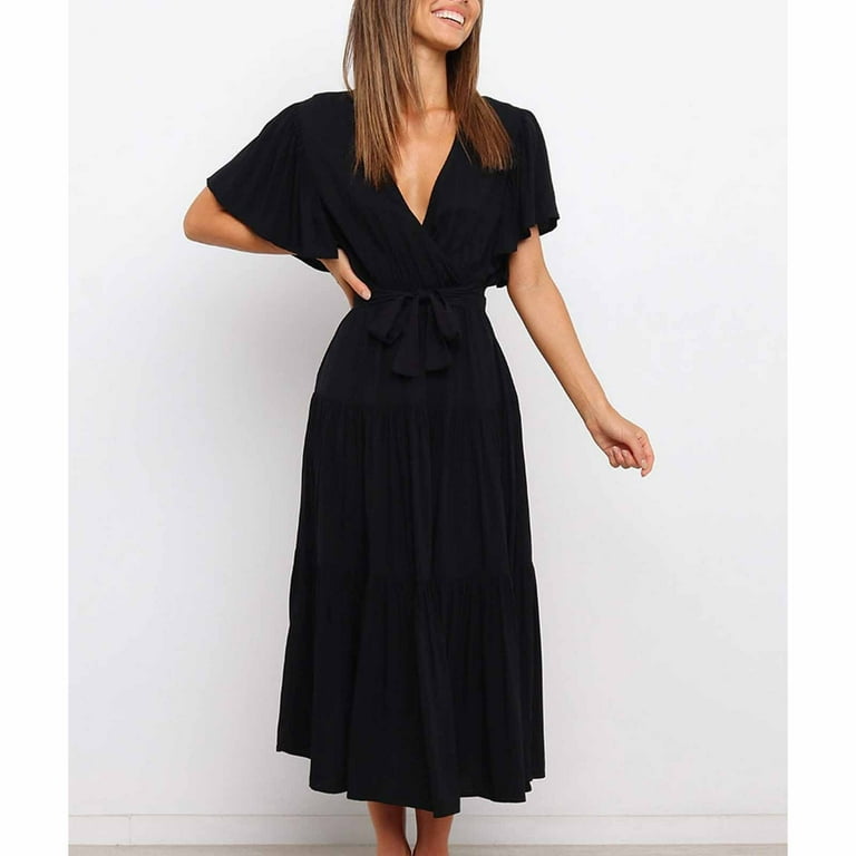 flare out mini dress Dusty Blue Knit Fit and Flare Mini Dress main image 1