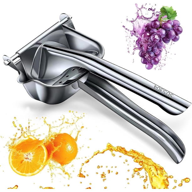 Exprimidor manual de mano de metal de acero inoxidable, exprimidor de prensa en frío para frutas jugosas suaves como limas, limones, mandarinas, cítricos, naranjas, uvas y pomelos.