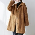 thumbnail image 2 of Usmixi 2023 Trench Coat for Women Plush Coat for Women Open Button up Fluffy Fleece Overcoat Pocket Long Sleeve Lapel Casual Solid Fuzzy Furry Long Outerwear Winter Trench Coat, 2 of 7
