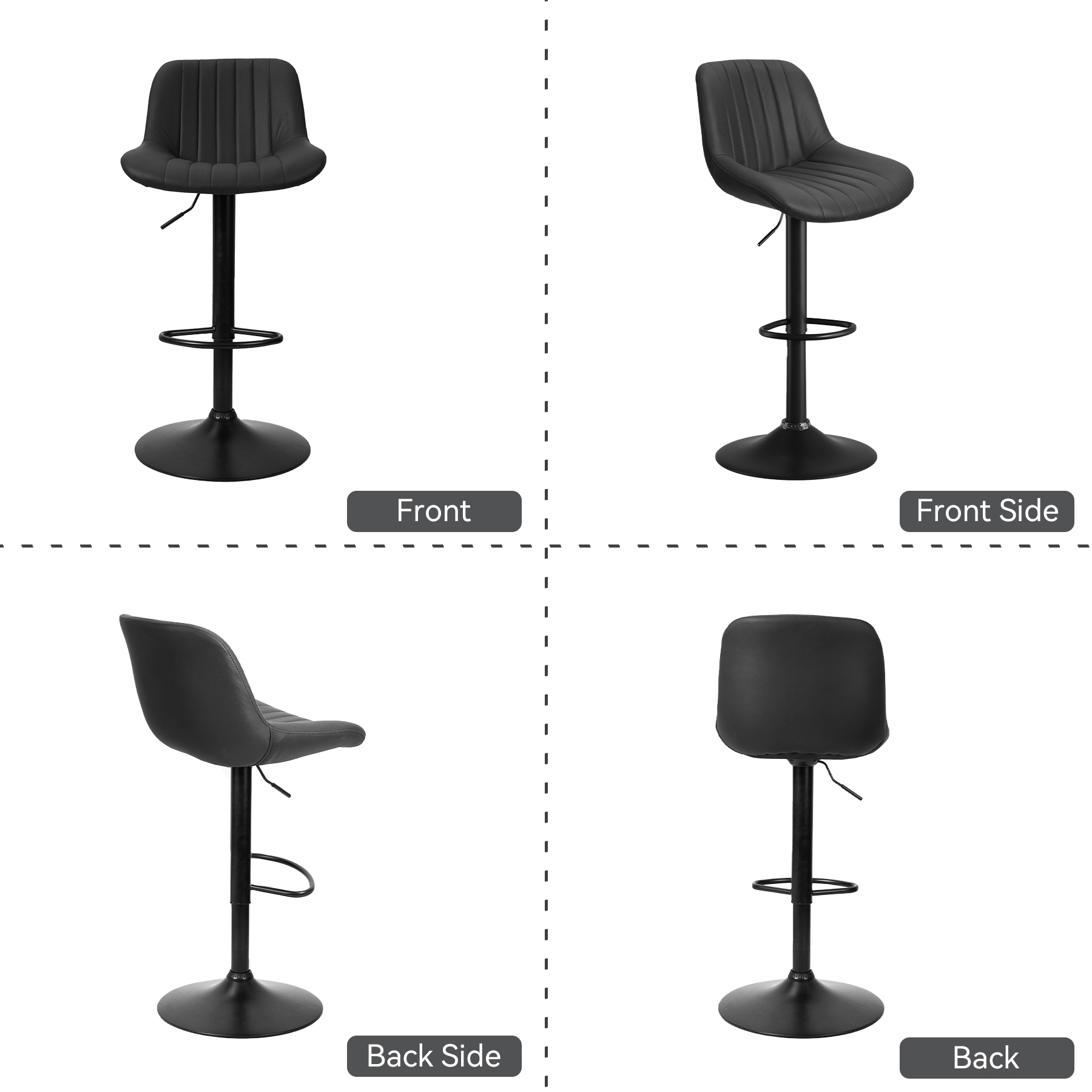 Hawsaiy Adjustable Bar Stools Set of 2, Black photo 7