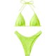 thumbnail image 1 of Conjunto de bikini de corte alto para mujer, 2 piezas, microtriángulo, traje de baño de cuerda Verde lima M Verde lima M Xishao ropa, 1 of 2