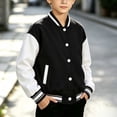 thumbnail image 6 of Lutiedan Kids Varsity Baseball Bomber Jacket Boys Girls Long Sleeve Button down Jackets Unisex School Uniform Jackets Size 1-15, 6 of 7