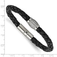 thumbnail image 3 of Grey Titanium bracelet Cord, Leather & Rubber Black Cubic Zirconia CZ White 10 mm 7, 3 of 3