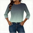 thumbnail image 4 of Fashion Fall Saving LiMoi Women's Gradient Color Blouse 3/4 Sleeve Round Neck Soft Comfortable Top Tees Tshirts for Everyday Wear My Order My Items, 4 of 6
