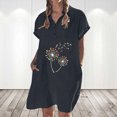 thumbnail image 2 of Vestido casual de color sólido con botones de solapa y manga corta de algodón y lino para mujer Pompotops ghjkhdj18605, 2 of 8