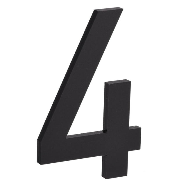 Unique Bargains 100mm/3.94' Acrylic 3D Self Adhesive House Number Address Sign Black, Number 4