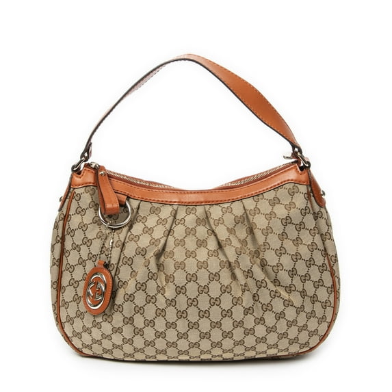 Pre-Owned Gucci Beige/Brown Medium Sukey Hobo Shoulder bag Monogrammed Canvas