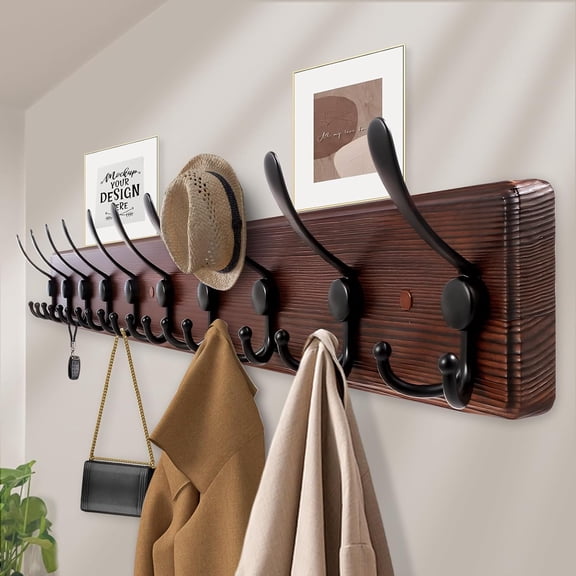 38.6'' Large Coat Rack Wall Mount with 10 Triple-Hooks
