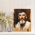 thumbnail image 2 of Bearded Man Watercolor Portrait Canvas Rustic Brown Background Male Art, 2 of 8