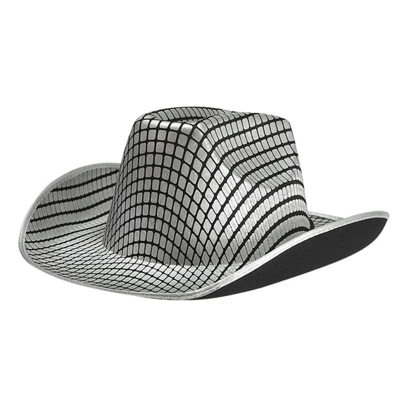 HJYCHN Gold Silver Tone Cowboy Hat for Men Women Western Style Sun Wide Brim Performance Headwear Silver One Size