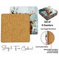 thumbnail image 4 of Inkdotpot Set of 6 Drink Coasters DecorativeNon-SlipCork Base4-inch Square PrintedCoastersEasy Clean, Winter Wonderland, 4 of 8