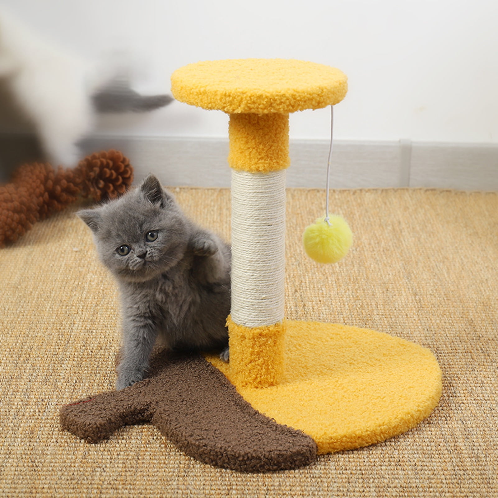 DOPI Cat Scratcher Tower Skin Friendly Relieve Boredom Natural Sisal Stable Kitten Scratching Post for Indoor
