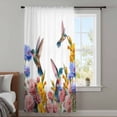 thumbnail image 4 of Hummingbirds Sheer Curtains 63 Inches Long, Spring Summer Watercolor Flowers Plant Light Filering Curtains, Breathable Simi Curtain Privacy Drapes for Living Room Bedroom Lightweight Window Treatment, 4 of 9
