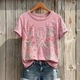 thumbnail image 2 of Mfakffe Breast Cancer Shirts for Women Breast Cancer Awareness Crew Neck Short Sleeve T-Shirt Floral Pink Ribbon Embroidery Print Casual Loose Tee, 2 of 5