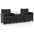 thumbnail image 1 of Gymax 3 PCS Patio Furniture Set w/Tempered Glass Coffee Table Washable Cushions Black, 1 of 10