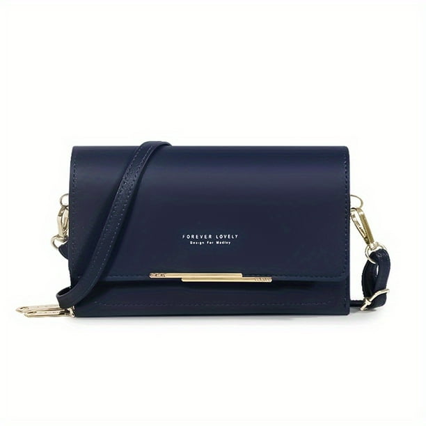 Cartera Cruzada Pequeña Para Mujer, Bolso De Hombro Para Teléfono Con Decoración De Metal Y Varios Cierres, Bolso De Mano Portátil
