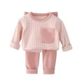 thumbnail image 2 of Kids Girl Kids Pink 2pc Outfit Set - Soft Breathable 100% Cotton Gingham Top & Solid Pants, Easy-On Daily Wear for 0-6 Years (80-150cm),Size 0-1T, 2 of 5