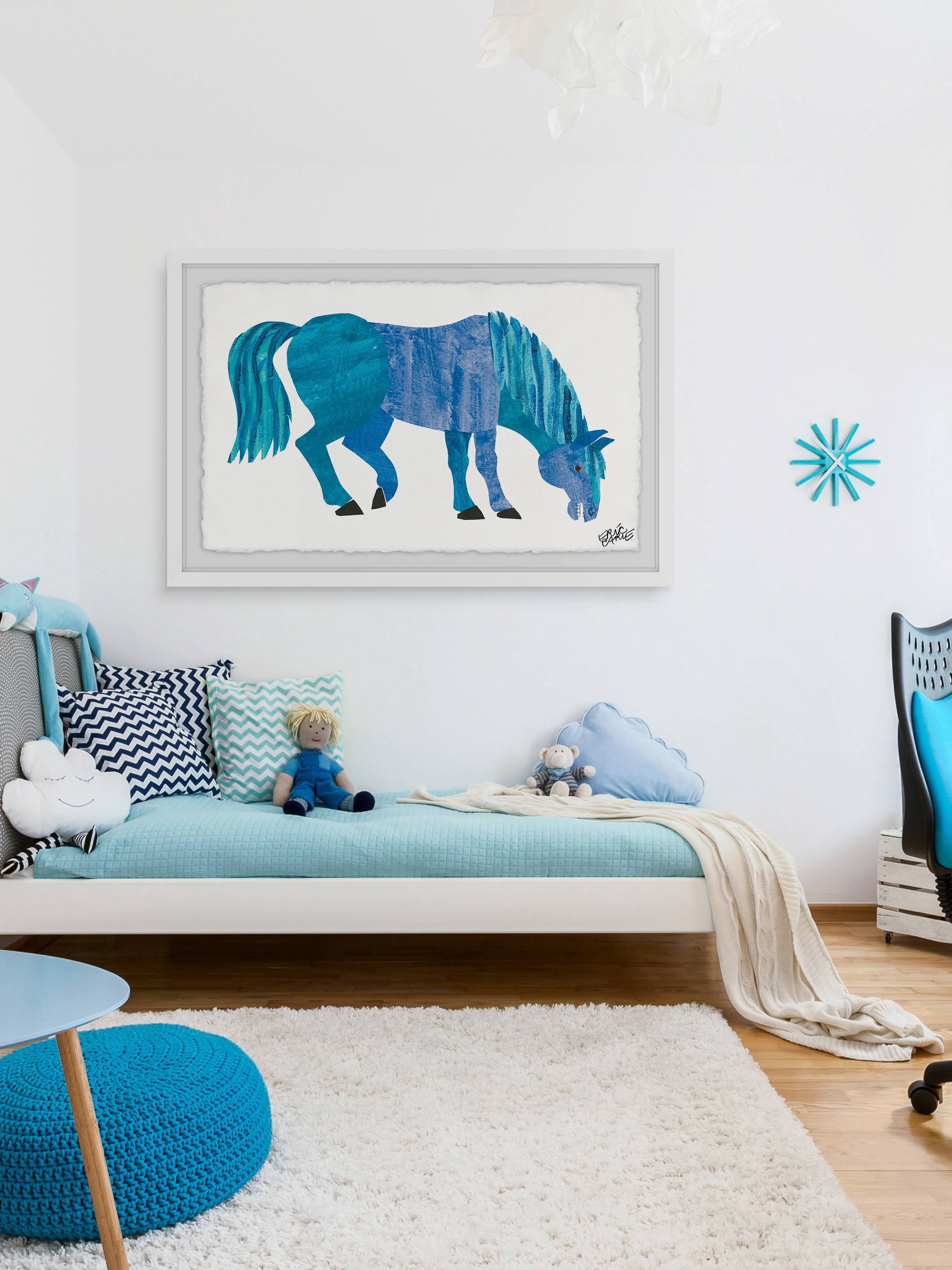 Marmont Hill Blue Horse By Eric Carle Framed Wall Art, 18.00" x 1.50"