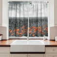 thumbnail image 2 of Ambesonne Poppy Flower Kitchen Curtains, Field Greyscale Design, 55"x39", Orange and Grey, 2 of 3