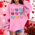 thumbnail image 4 of Pink Girls Hoodie Oversized Graphic Pullover with Colorful Hearts Print | Lightweight Casual Sweatshirt for Kids & Youth 4-14 Years,Size 7 T, 4 of 8