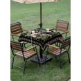 thumbnail image 4 of Outdoor Tablecloths with Umbrella Hole & Zipper, Black Spring Floral 60x60 Inch Square Tablecloths, Elegant Pastoral Flowers Birds Watercolor Waterproof Table Cloth, Patio/Pool/Picnic Table Covers, 4 of 8