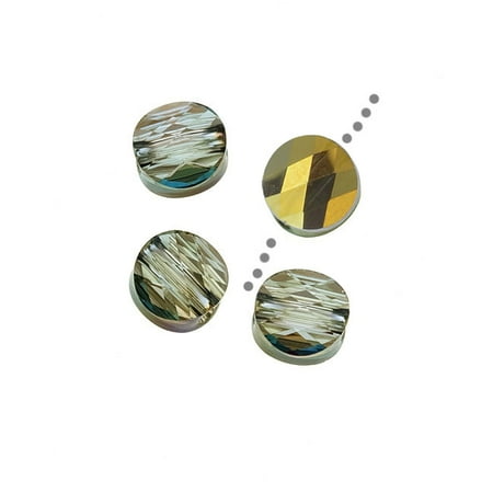 Iridescent Crystal - Swarovski Crystal, #5052 Round Mini Beads 6mm, 4 Pieces, Crystal Iridescent Green