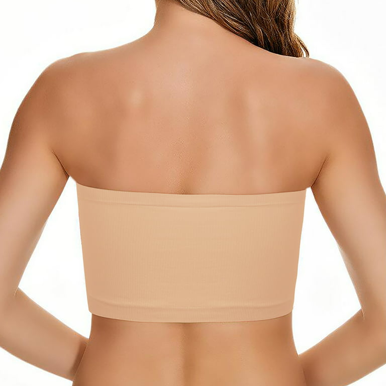 FOCUSSEXY 3-Pack Strapless Tube Tops for Women with Built-in