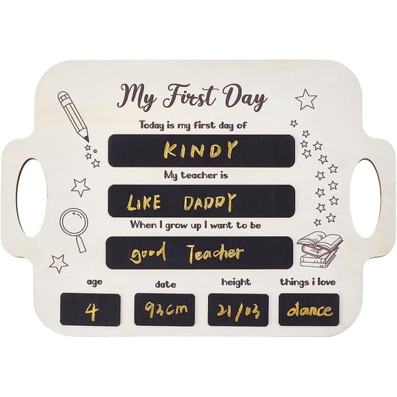 First Day of School Board Sign Wooden School Board Sign Back to Schools Gift Photo Prop for Students Black 11.7"x8.2"