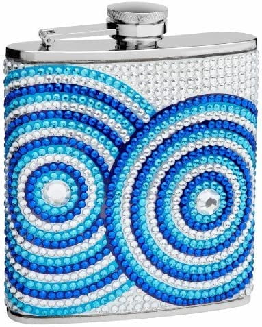 Flasks.com Genuine Rhinestone Hip Flask with Circle Pattern