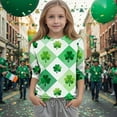 thumbnail image 5 of St. Patrick's Day Girls T Shirts Spring Fashion Graphic Crewneck 3/4 Sleeve Basic Tees Size 3-14, 5 of 6