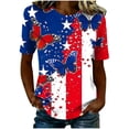 thumbnail image 5 of asdoklhq Fourth Of July Shirts for Women Oversized Tshirts Women's Casual and Fashionable Printed T-shirt with Round Neck and Short Sleeved Red M, 5 of 6