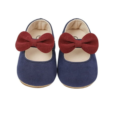 

Youmylove Toddler Kids Infant Girls Solid Color Colour Bowknot Princress Shoes Soft Sole The Floor Barefoot Non-Slip First Walkers Prewalker Shoes Newborn Simple Footwear