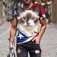 thumbnail image 2 of HONHUZH Mens Plus Size Summer Tops Retro 250Th Anniversary of The United States Print Shirt Patriotic Flag USA Tshirt, 2 of 5