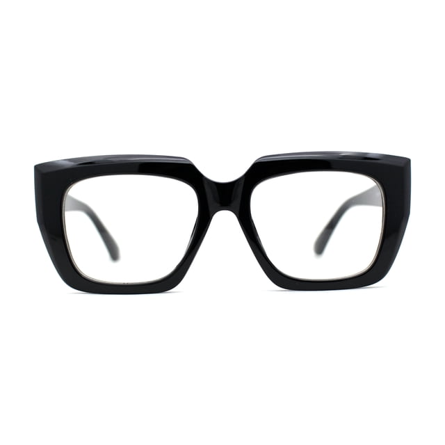 Mod Womens Thick Plastic Oversize Angular Cat Eye Sunglasses Black Clear