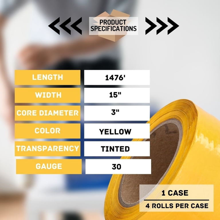 Venuscello® 2 X Pallet Stretch Shrink Cling Film 400mm X 250m 20mu Yellow Extended Core Wrap Rolls For Moving Secure Packaging Wrap Parcel For Secure Shipping