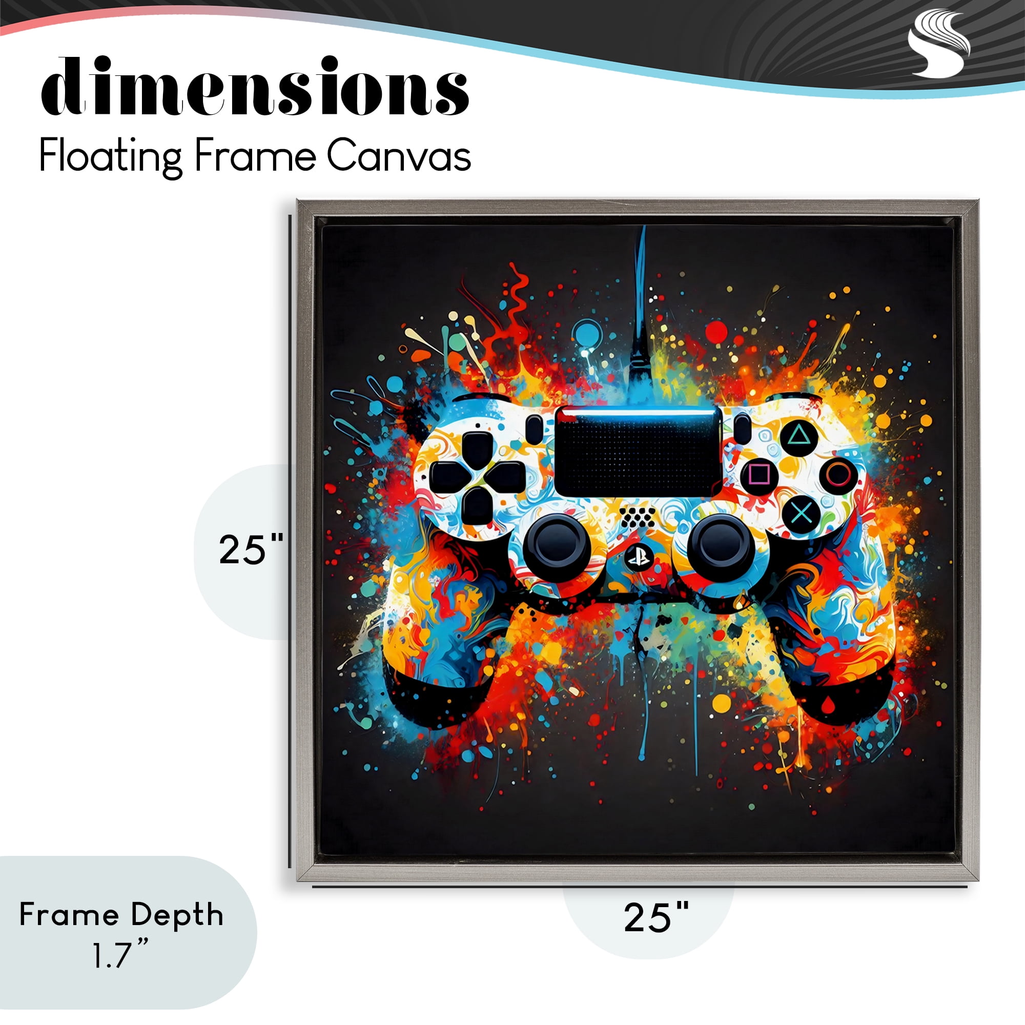 Stupell Industries Colorful Controller Swirl Gray Framed Floater Canvas Wall Art, design by Creative Studio